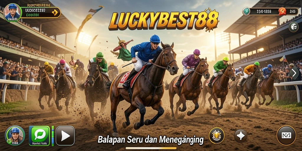 Gameplay balapan yang mendebarkan dari LUCKYBEST88 di lintasan yang penuh warna.