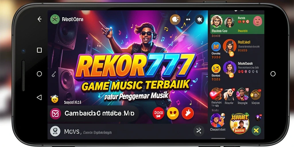 Tangkapan layar utama REKOR777 menampilkan gameplay seru dengan berbagai lagu.
